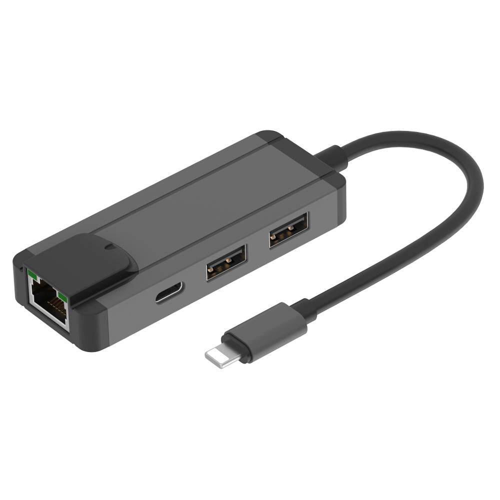 8Pin To Rj45 Usb 2.0 Hub Adapter - Silver