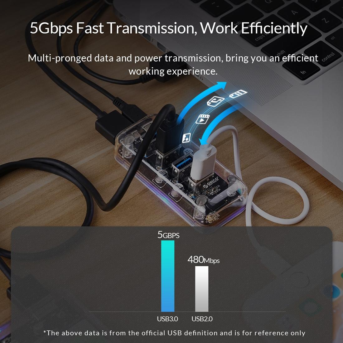 4-Port Usb 3.0 Desktop Hub With Blue Led