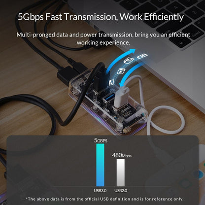 4-Port Usb 3.0 Desktop Hub With Blue Led