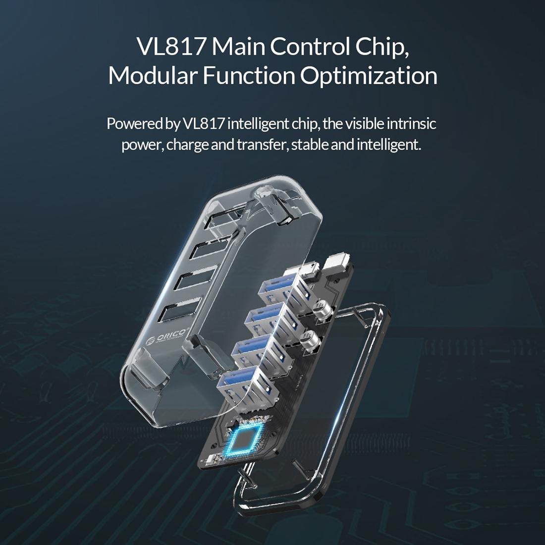 4-Port Usb 3.0 Desktop Hub With Blue Led