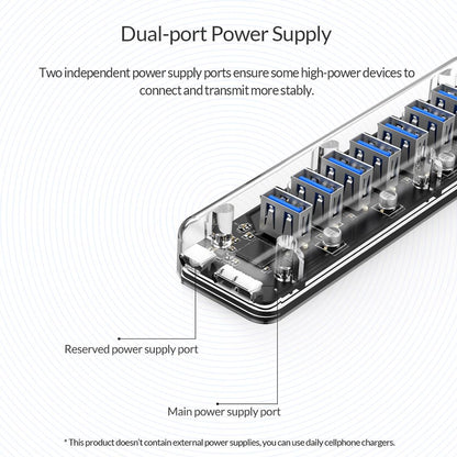 7-Port Usb 3.0 Desktop Hub With Blue Led