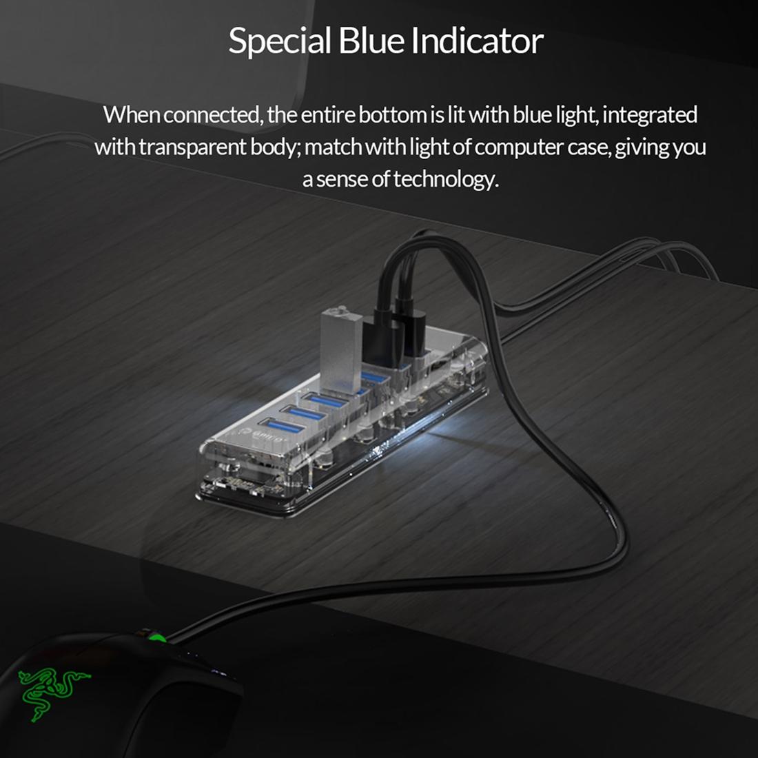 7-Port Usb 3.0 Desktop Hub With Blue Led