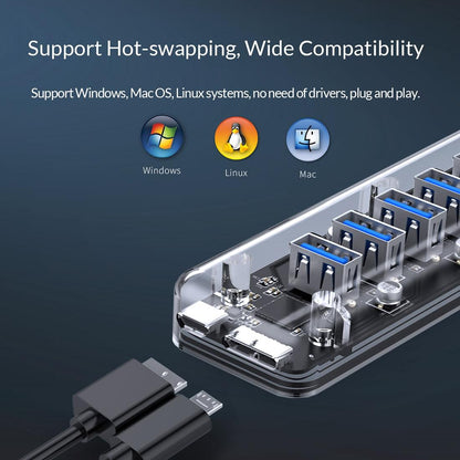 7-Port Usb 3.0 Desktop Hub With Blue Led