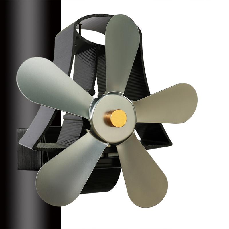 High Temp 5-blade Heat Powered Stove Fan for Fireplaces - Bronze
