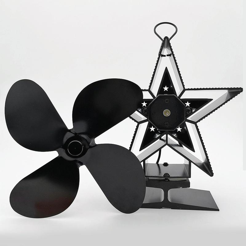 Efficient 4-blade Heat-powered Stove Fan - Aluminum - Bronze