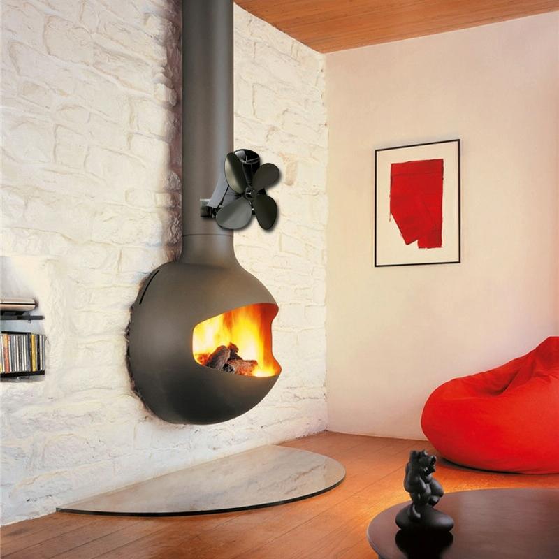 4-blade Heat Powered Fireplace Stove Fan - Aluminum - Bronze