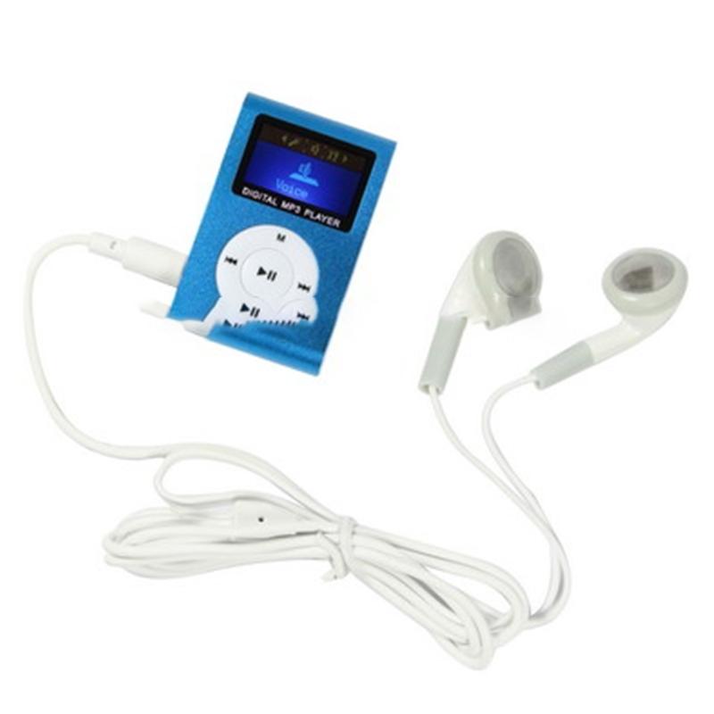 Lcd Mp3 Player With Tf / Micro Sd Slot & Metal Clip - Baby Blue