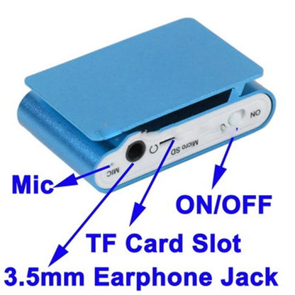 Lcd Mp3 Player With Tf / Micro Sd Slot & Metal Clip - Baby Blue