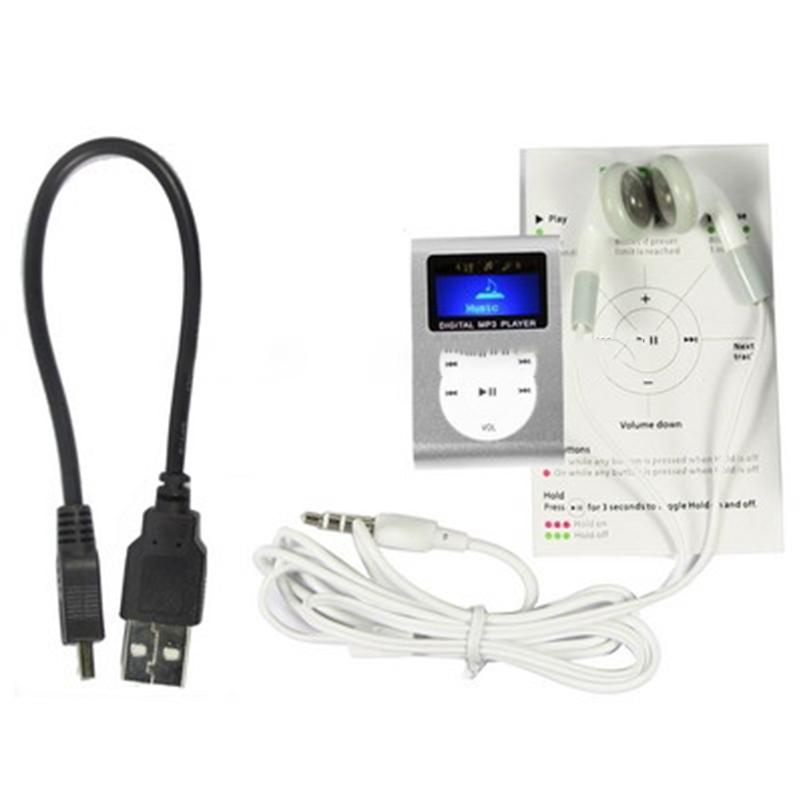Lcd Mp3 Player With Tf / Micro Sd Slot & Metal Clip - Baby Blue