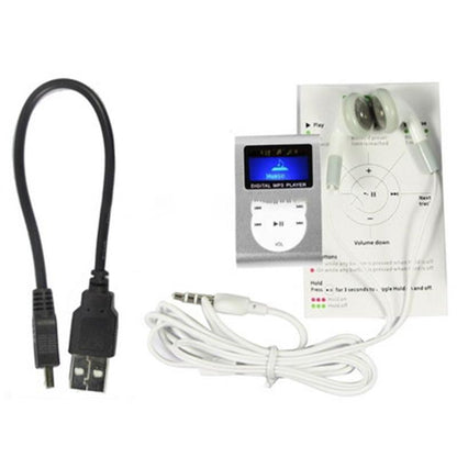 Lcd Mp3 Player With Tf / Micro Sd Slot & Metal Clip - Baby Blue