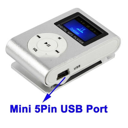 Lcd Mp3 Player With Tf / Micro Sd Slot & Metal Clip - Baby Blue
