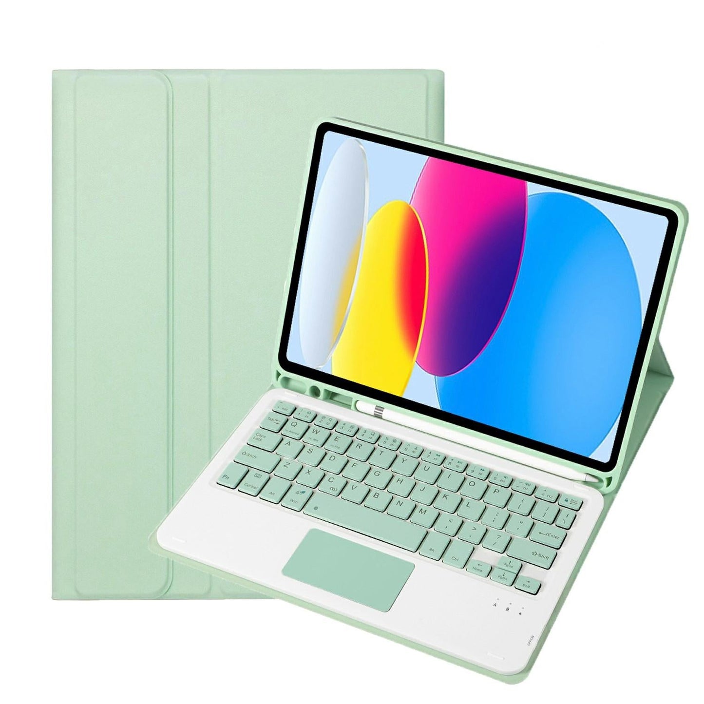 2022 Ipad 10.9 Lambskin Bluetooth Keyboard Case With Pen Slot - Baby Blue