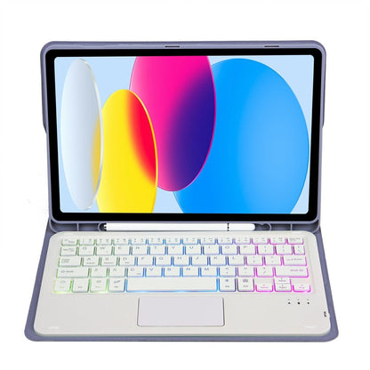 2022 Ipad 10.9 Lambskin Keyboard Case With Backlight & Pen Slot - Baby Blue