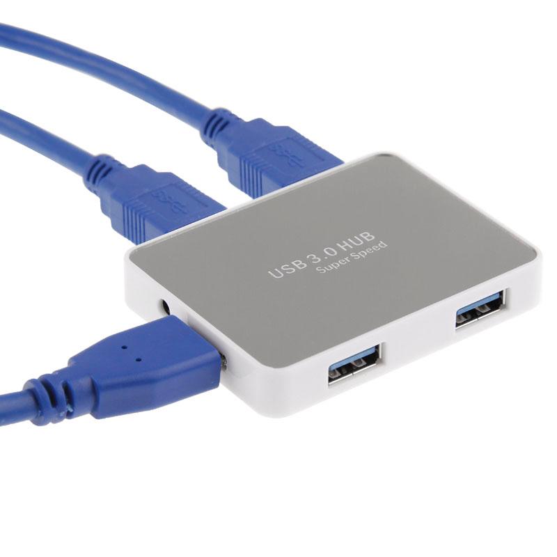 4-Port Usb 3.0 Hub + 60Cm Cable Fast Data Transfer - White