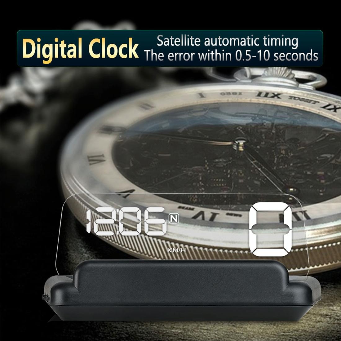 Virtual Hd Reflection Board Car Gps Hud Speed & Distance Display Over / Under Speed & Voltage Alarm Fatigue Driving - White