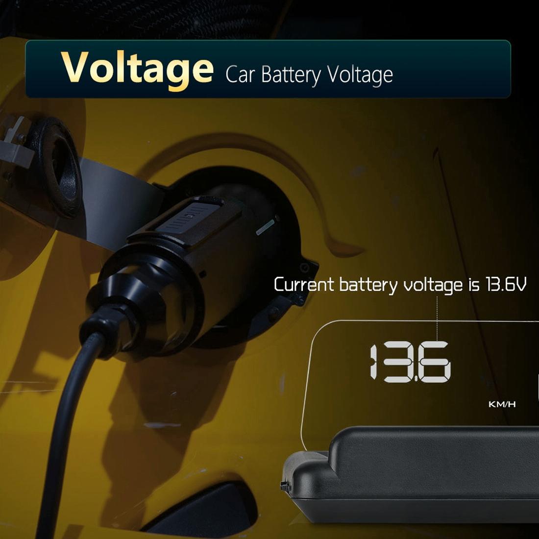 Virtual Hd Reflection Board Car Gps Hud Speed & Distance Display Over / Under Speed & Voltage Alarm Fatigue Driving - White