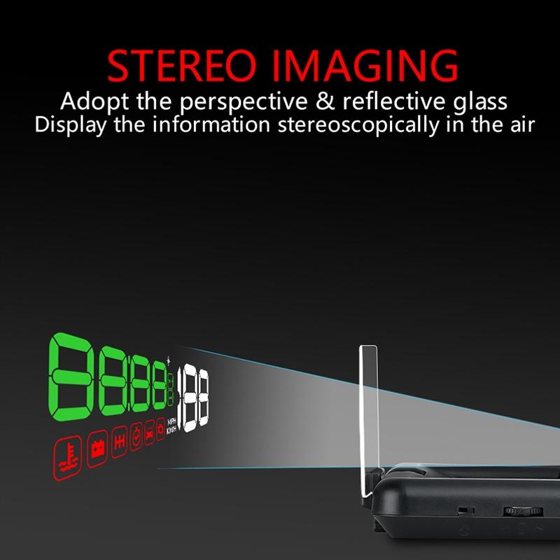 Virtual Hd Car Hud Display Speed Rpm Water Temp Oil Consumption Distance / Time Voltage Over Speed Alarm - White