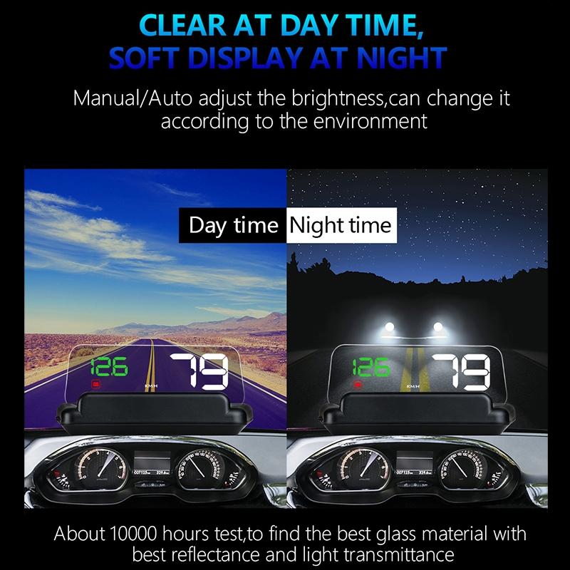 Virtual Hd Car Hud Display Speed Rpm Water Temp Oil Consumption Distance / Time Voltage Over Speed Alarm - White