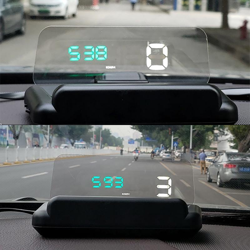 Virtual Hd Car Hud Display Speed Rpm Water Temp Oil Consumption Distance / Time Voltage Over Speed Alarm - White