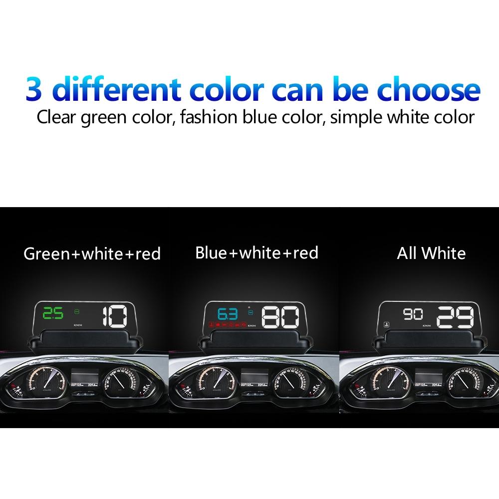 Virtual Hd Car Hud Display Speed Rpm Water Temp Oil Consumption Distance / Time Voltage Over Speed Alarm - White