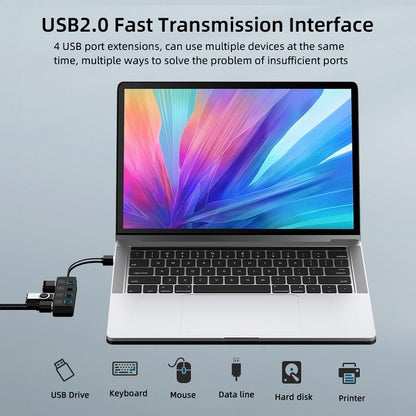 4-Port Usb 2.0 Hub With Switches - White