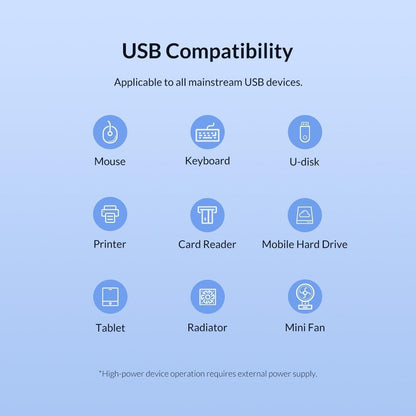 4-Port Usb 3.0 Hub 5Gbps Speed Plug & Play 1Tb Support - White
