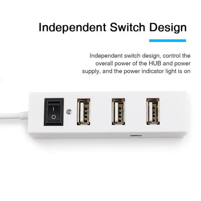 4-Port Usb 2.0 Hub With Switch - White