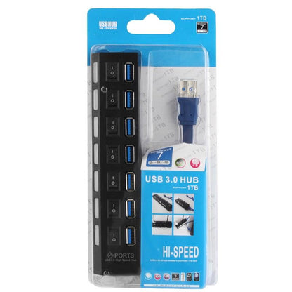 7-Port Usb 3.0 Hub 5Gbps Plug & Play 1Tb Support - White