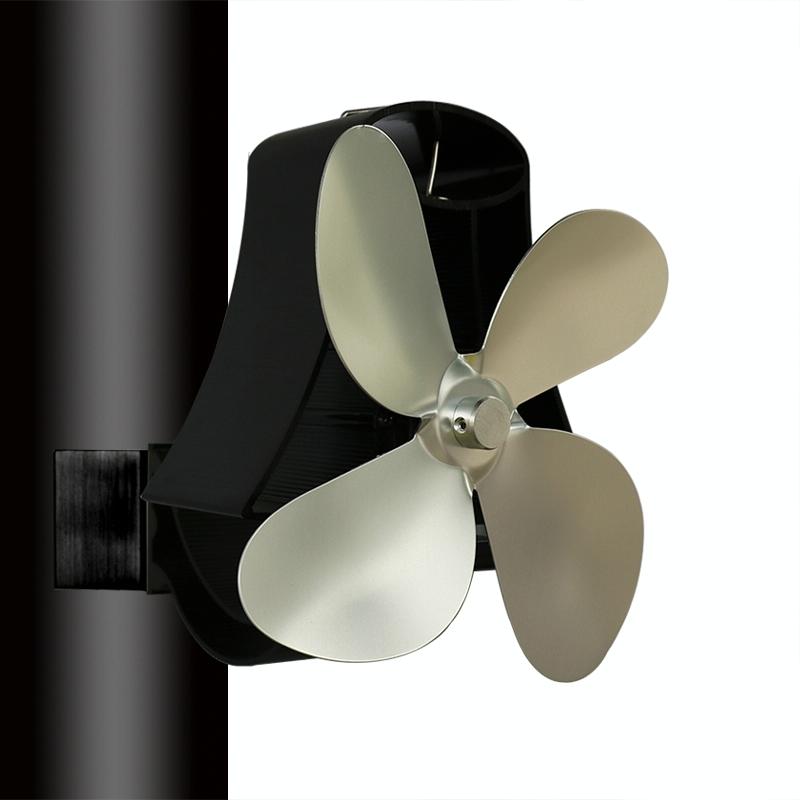 4-blade Heat Powered Fireplace Stove Fan - Aluminum - White