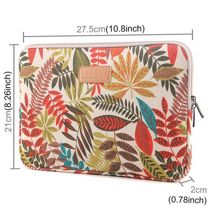 Sleeve Case Colourful Leaves Zipper Briefcase Carrying Bag - White