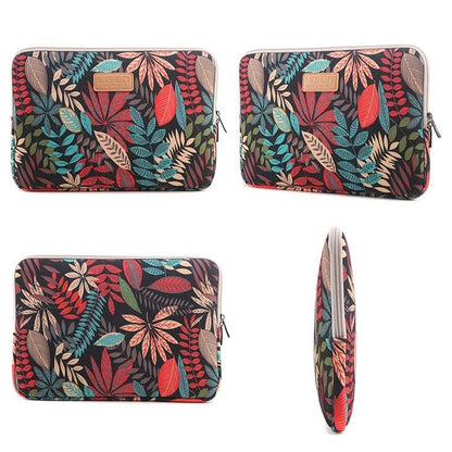 Sleeve Case Colourful Leaves Zipper Briefcase Carrying Bag - White
