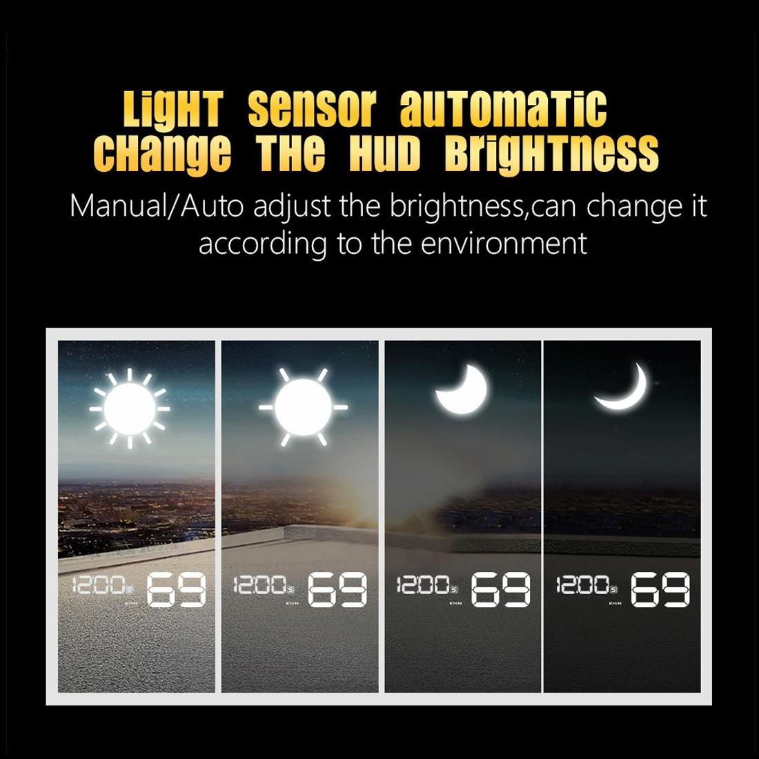 Virtual Hd Reflection Board Car Gps Hud Speed & Distance Display Over / Under Speed & Voltage Alarm Fatigue Driving - Blue