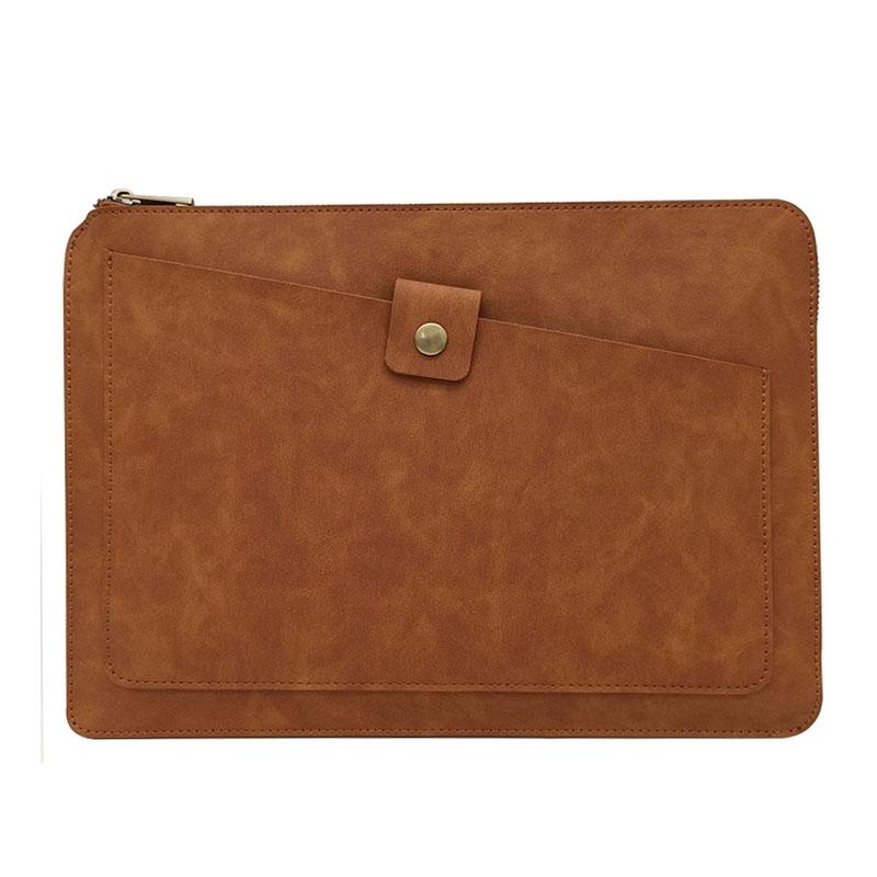 Leather Laptop Tablet Bag with Zipper for Macbook Samsung Sony Dell Alienware Chuwi Asus Hp - Yellow