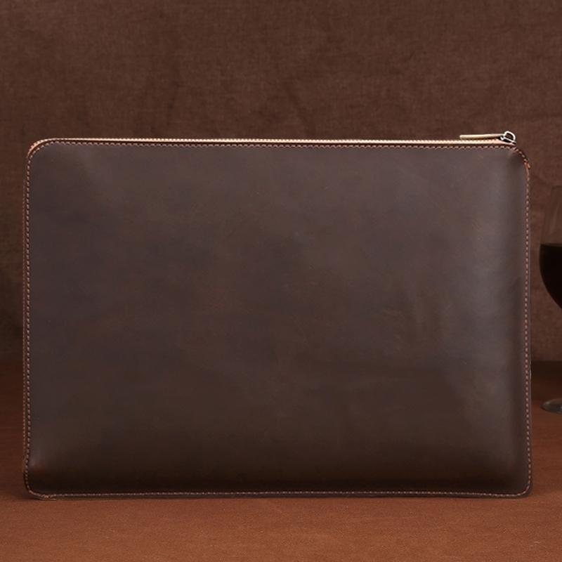 Leather Laptop Tablet Bag with Zipper for Macbook Samsung Sony Dell Alienware Chuwi Asus Hp - Yellow