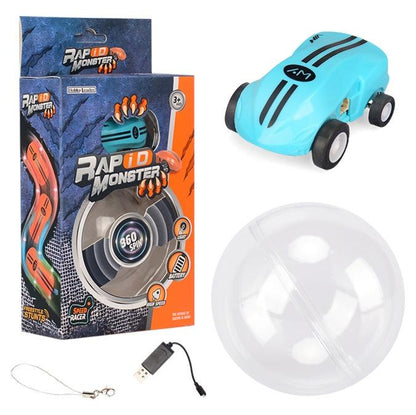 360 Degree Rotary Mini Laser Pocket Car Racing Toy - Yellow
