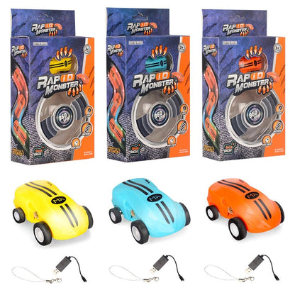 360 Degree Rotary Mini Laser Pocket Car Racing Toy - Yellow