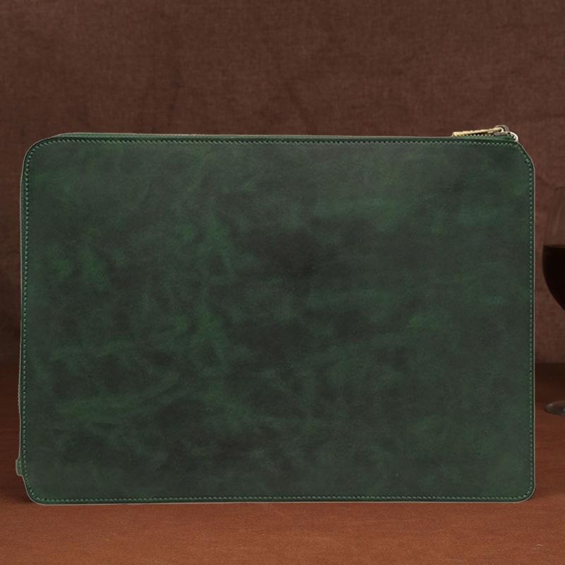 Leather Laptop Tablet Bag with Zipper for Macbook Samsung Sony Dell Alienware Chuwi Asus Hp - Brown