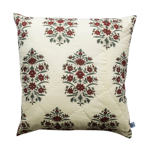 1x Kolka Cotton Gulbahar Quilted Euro Sham Superior Quality High Durable - Ruby