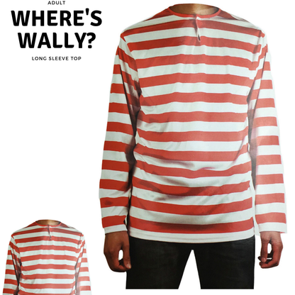 ADULTS Book Week Red and White Striped Top Shirt Costume Party Dress Up - Medium