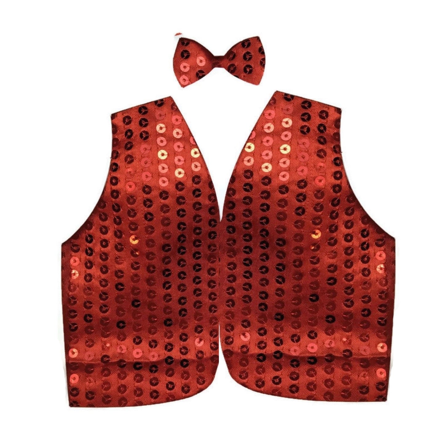 Mens SEQUIN VEST Dance Costume Party Coat Disco Accessory Sparkle Waistcoat - Red