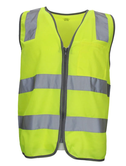 Hi Vis Safety Vest Reflective Tape Zip Up Workwear Pocket High Visibility in Yellow - S
