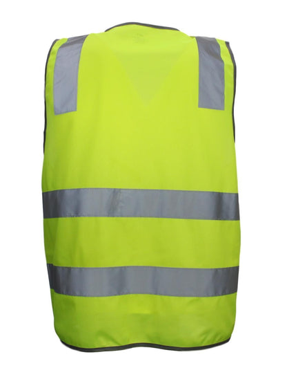 Hi Vis Safety Vest Reflective Tape Zip Up Workwear Pocket High Visibility in Yellow - S