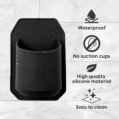 Silicone Shower Beer Holder Wall Mounted Beverage Can Rack Self Adhesive in Black