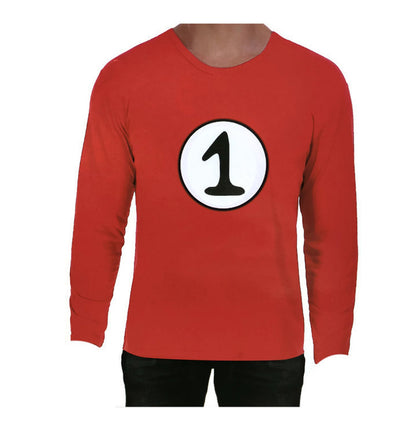 Adult Cat In The Hat Thing 1 Dr Seuss Red Top Party Costume Book Week  - S