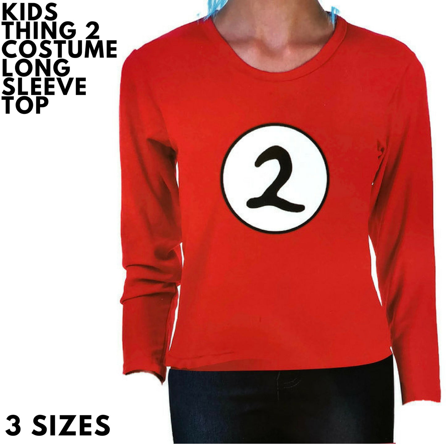 Kids Cat In The Hat Thing 2 Long Sleeve Red Top Party Costume Book Week - S (4-5 Years Old)
