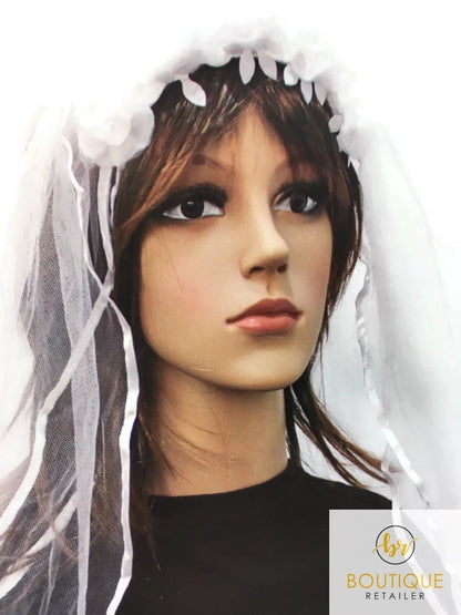 BRIDE TO BE VEIL HEADBAND White Hens Party Flowers Bridal Shower Bachelorette