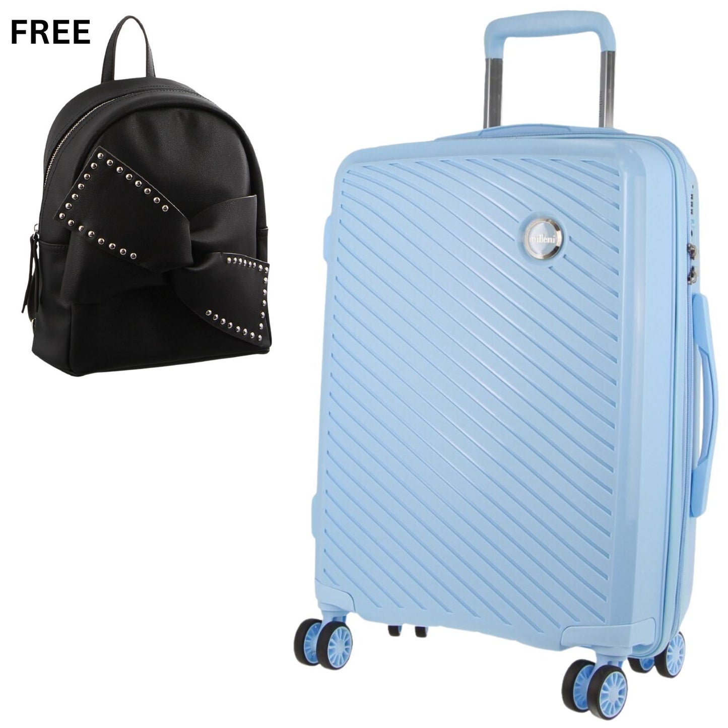 Pierre Cardin Inspired Milleni Luggage Bag Large in Blue + Milleni Waist Bag (2 Items)