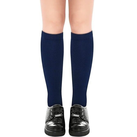 1x Pair School Uniform Knee High Socks Cotton Rich Girls Boys Kids - Navy - 6-11 (12+ Years Old)