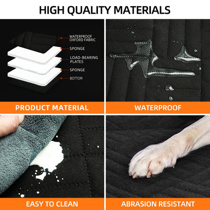 Black PawfectFriend Hard Bottom Car Back Seat Extender & Hammock for Dogs – 63x132cm Waterproof, Heavy-Duty Pet Seat Protector