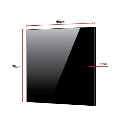 Toughened 60cm x 75cm Black Glass Kitchen Splashback
